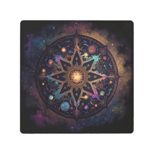 Impresión Metalizado de arte visual cósmico de Man