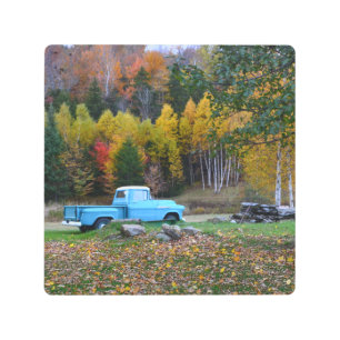 Impresión Metalizado de camiones azules de época