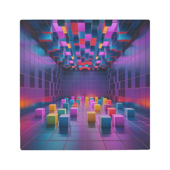Impresión Metalizado de cubos en 3D coloridos (Anverso)
