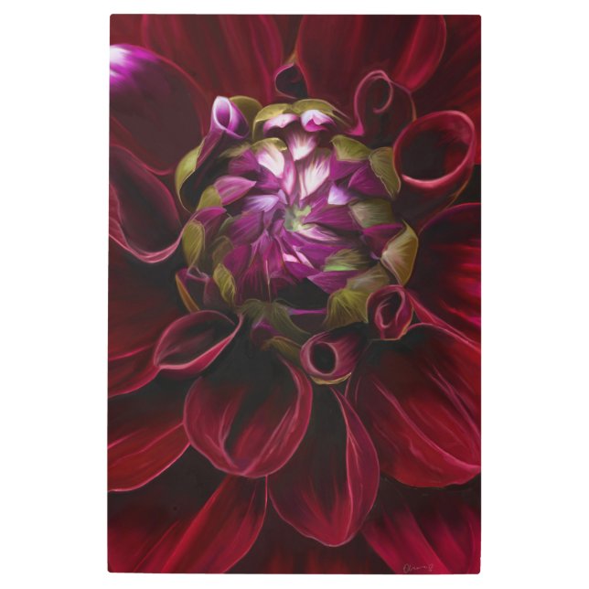 Impresión Metalizado de Dahlia Roja (Anverso)