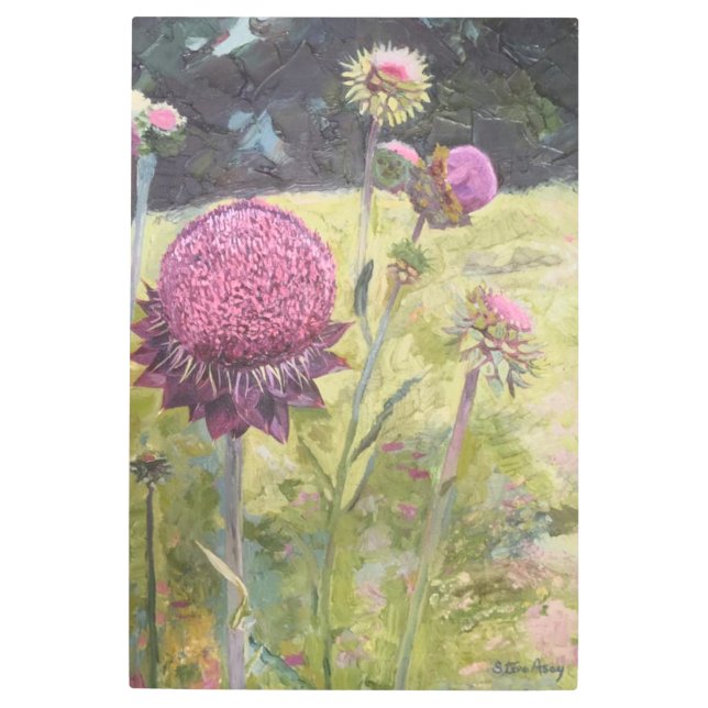 Impresión Metalizado de flores violetas (Anverso)