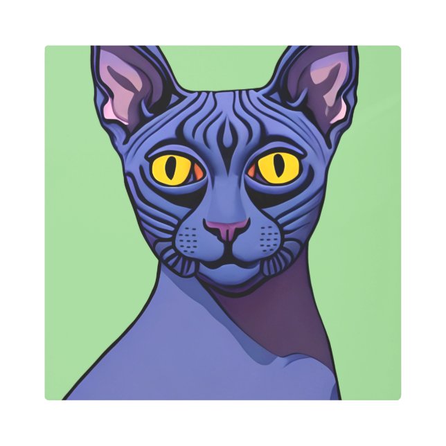 Impresión Metalizado de gatos Sphynx (Anverso)
