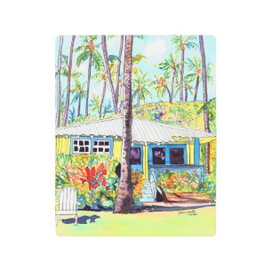 Impresión Metalizado de la cabaña tropical amarill