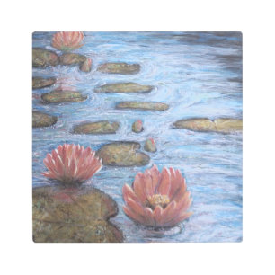 Impresión metalizado de lirios de agua