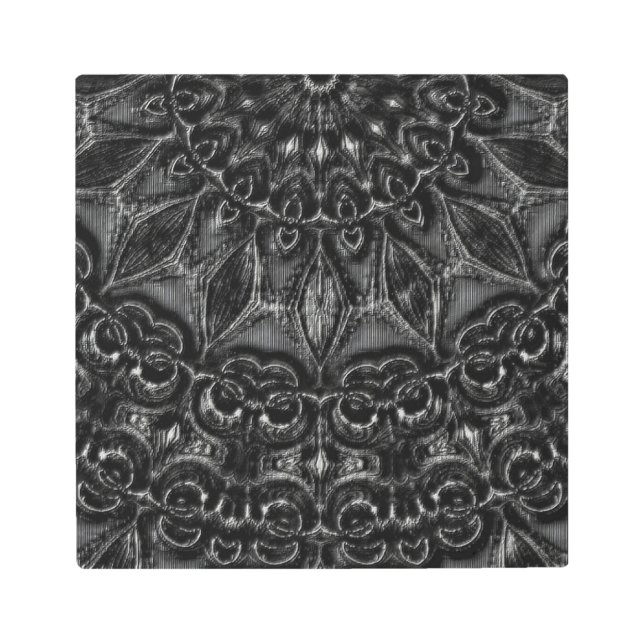 Impresión Metalizado de Mandala de carbón vegetal (Anverso)