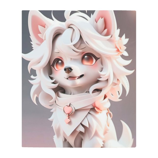 Impresión Metalizado De Muro De Cachorro Blanco Y  (Anverso)