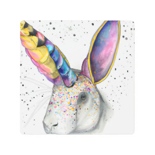 Impresión Metalizado de unicornio colorida