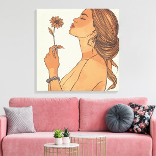 Impresión minimalista en lienzo de belleza femenin