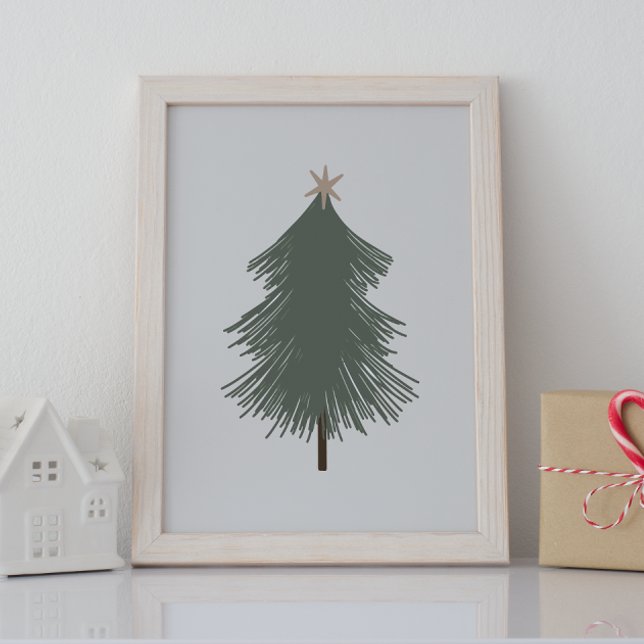 Impresión moderna de árbol de Navidad Boho verde y (Subido por el creador)