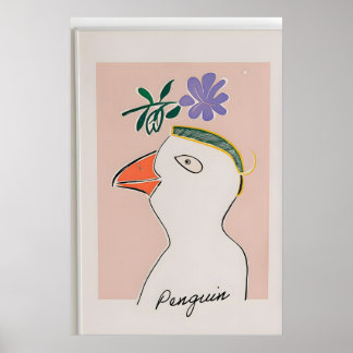 Impresión moderna de ilustración de pingüino – Par