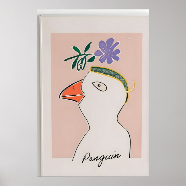 Impresión moderna de ilustración de pingüino – Par (Frente)