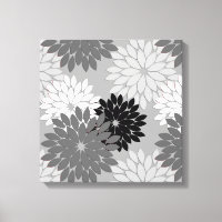 Impresión moderna de kimono floral, gris, negro y 