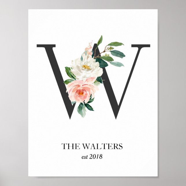 Impresión monográfica, letra W, regalo Boda, guard (Frente)