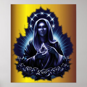 Impresión morada de la Virgen Bendita