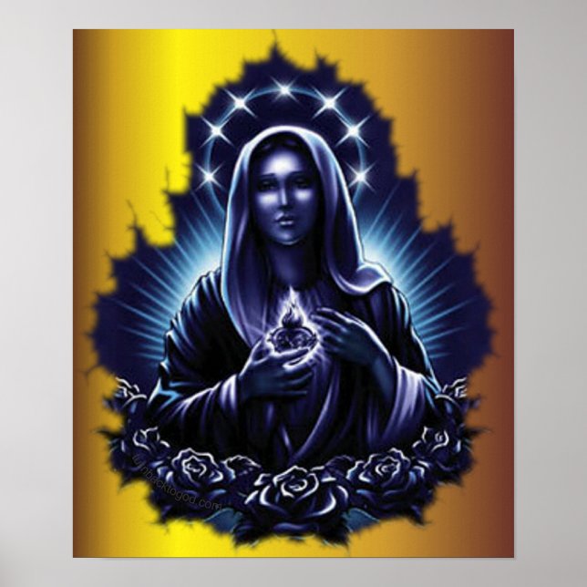 Impresión morada de la Virgen Bendita (Frente)