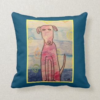 Impresión multicolora del perro en la almohada de
