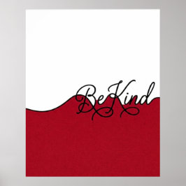 Impresión mural en cursiva Be Kind Rojo y Blanco