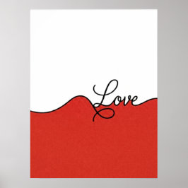 Impresión mural en cursiva de amor rojo y blanco