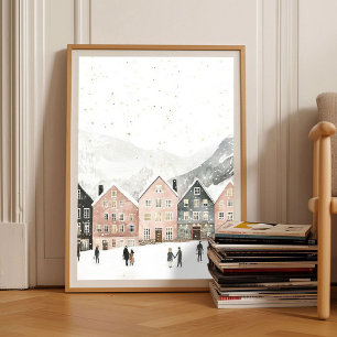 Impresión navideña escandinava Ilustración Noruega