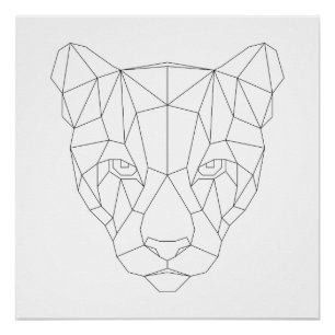 Impresión negra del puma y blanca geométrica