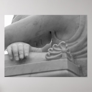 Impresión negra y blanca del "ángel de luto"