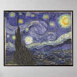 Impresión nocturna estrellada<br><div class="desc">Vincent van Gogh pintó La noche estrellada mientras estaba en el asilo de Saint-Rémy en 1889. La habitación de Vincent en el asilo de Saint-Rémy tenía vistas al cielo oriental. Pintó La Noche Estelar como una vista panorámica que se extendía a una distancia casi infinita bajo un tumultuoso fuego de...</div>