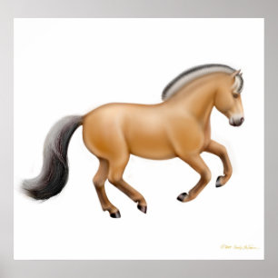 Impresión noruega de caballos de fiordo