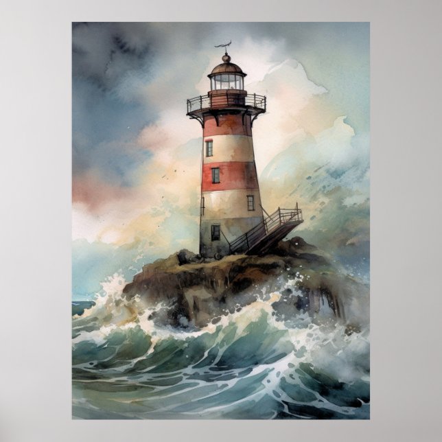 Impresión o Poster de faro ilustrativo (Frente)