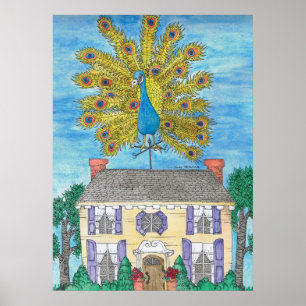 Impresión orgullosa del poster del pavo real