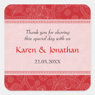 Impresión paisley en Pegatina Boda de Crimson
