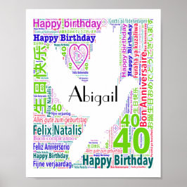 Impresión personalizada de 40 años de Word Art