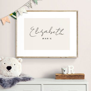 Impresión personalizada de nombre de bebé Arte de