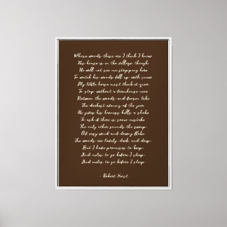 Impresión personalizada de poema en lienzo marrón