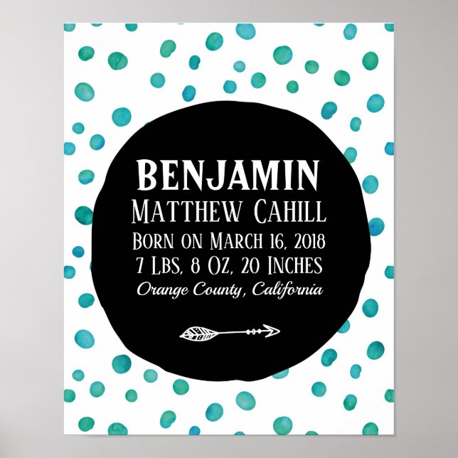 Impresión personalizada de poster de partos en azu (Frente)