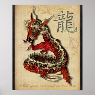 Impresión personalizada del Dragón rojo chino