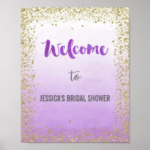Impresión Poster de bienvenida Ombre Purple y Gold