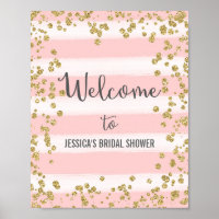 Impresión Poster de bienvenida rosa y dorada