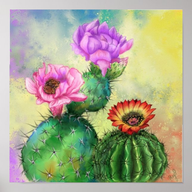 Impresión Poster de flores de cactus (Frente)