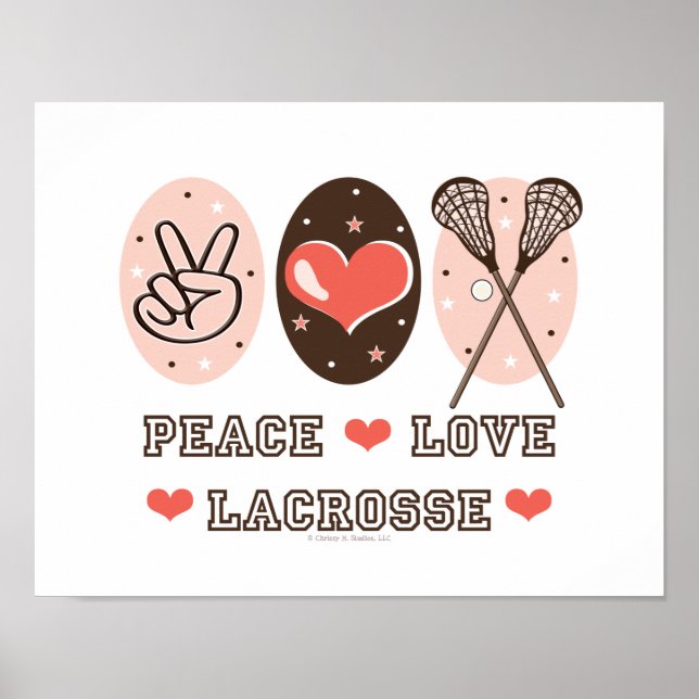 Impresión Poster de Lacrosse Love Peace (Frente)