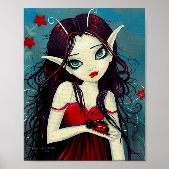 Impresión Poster de Ladybug Fairy Big Eye Art (Frente)