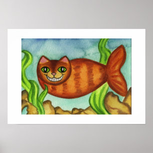 Impresión Poster de pescado para gato