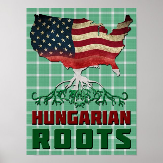 Impresión Poster de raíces húngaras norteamericana (Frente)