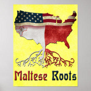 Impresión Poster de raíces maltesas norteamericana