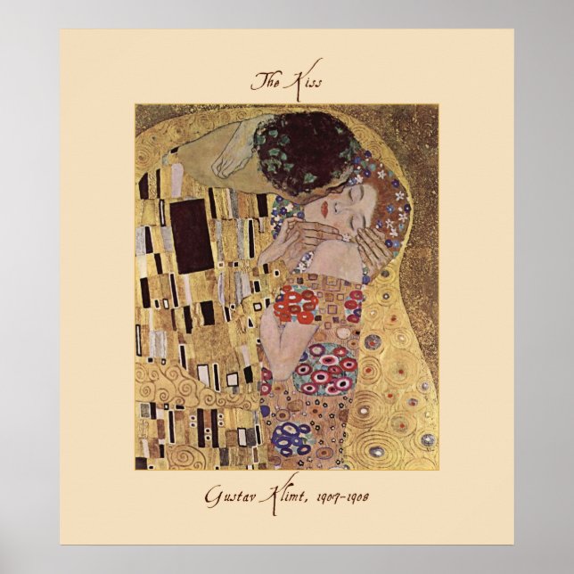 Impresión Poster Gustav Klimt The Kiss 1907-08 (Frente)