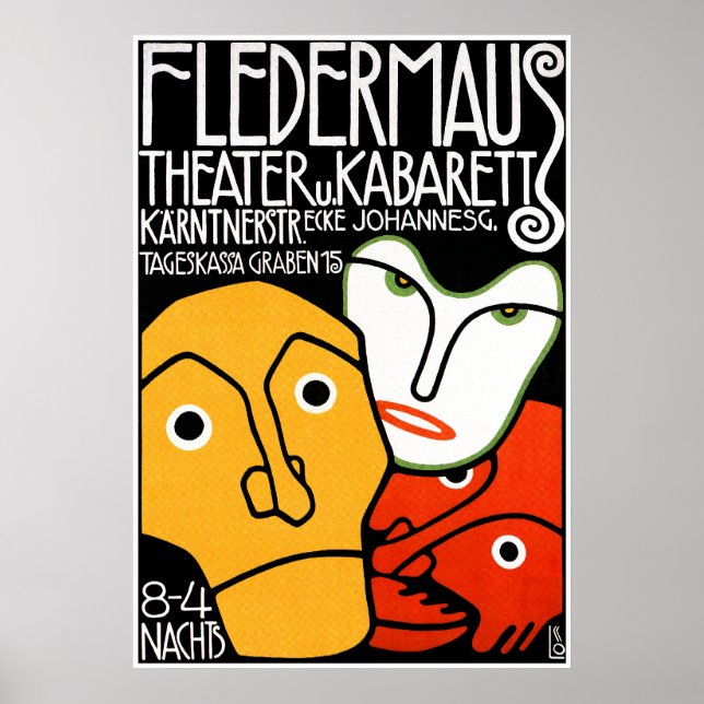Impresión poster: Teatro Fledermaus y Cabaret (Frente)