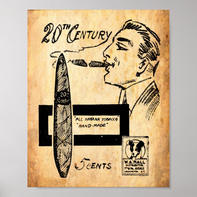 Impresión publicitaria de cigarro vintage (Frente)