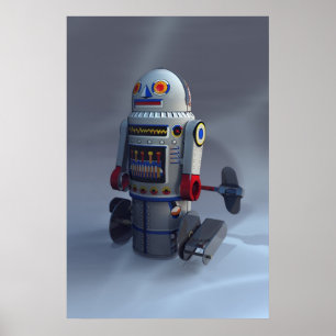 Impresión retra del número 7 del robot del jugue