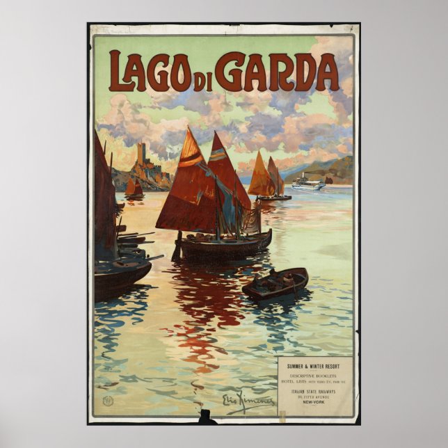 Impresión retro de anuncios de Poster de viajes po (Frente)