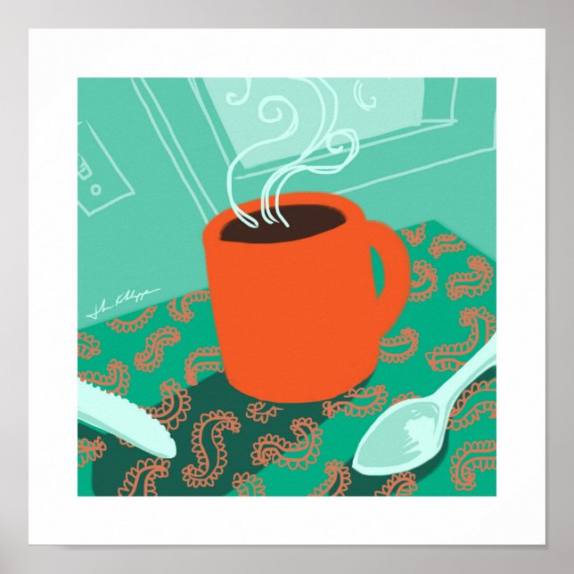 Impresión retro de la copa de café (Frente)