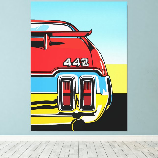 Impresión Retro Pop Art de Alerón Trasero de Muscl (Insitu (piso de madera))